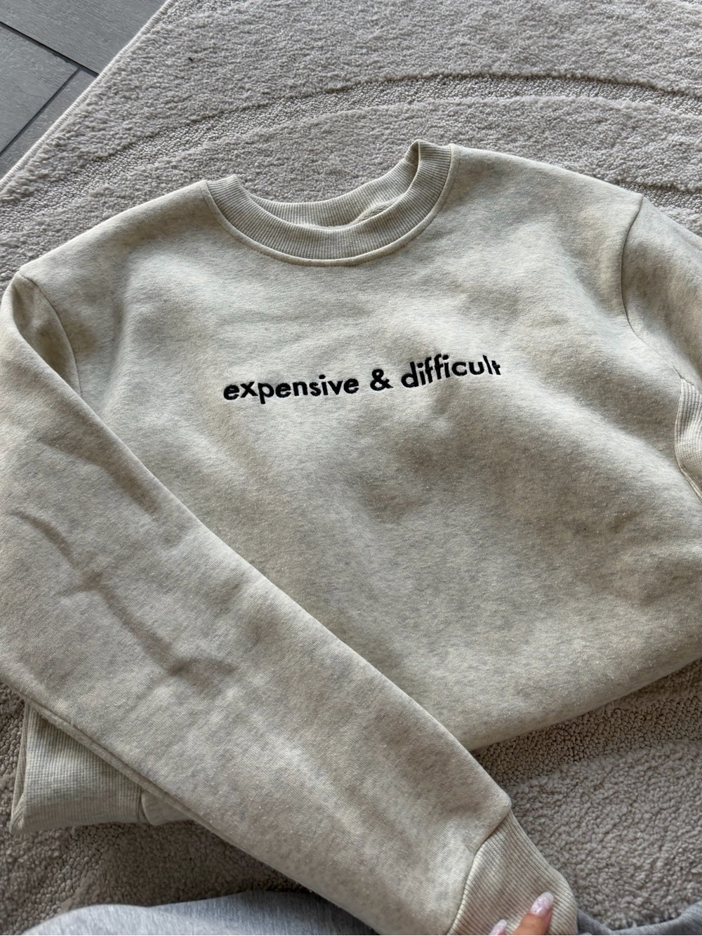 expensive & difficult Cream Crewneck Sweatshirt